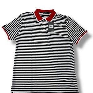 $120 G/Fore Striped Polo Shirt with Red Accents